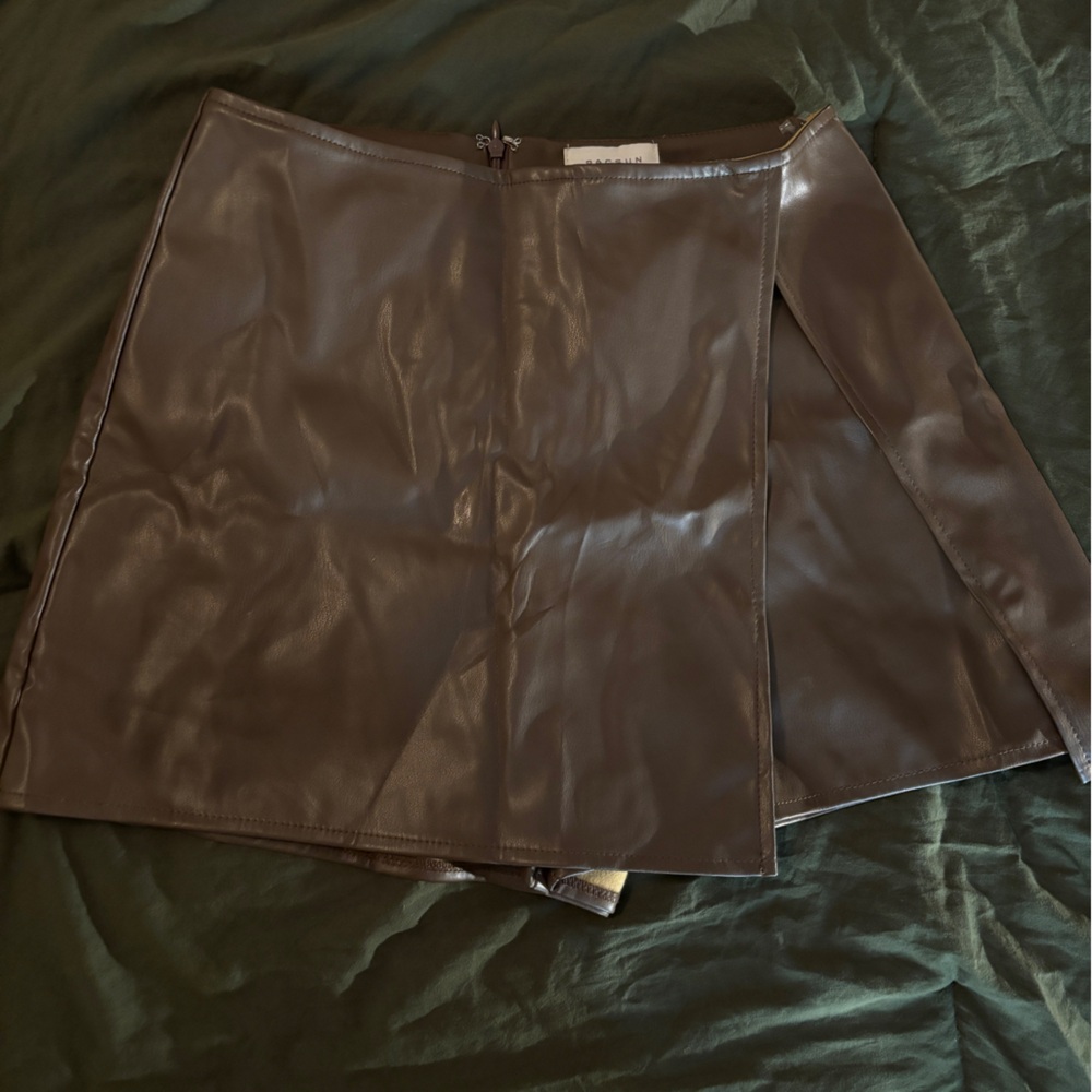 Pleather Brown Skort PACSUN